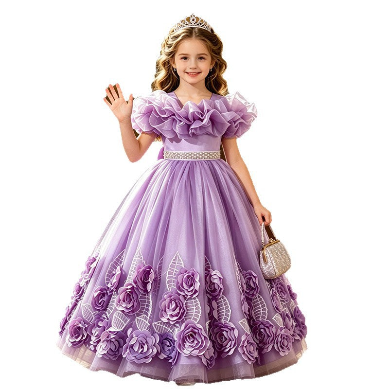 Girl dressexportgirl dress mesh birthday princess dress kids flower tutu dress flower girl wedding dress