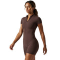 New arrival: seamless, barely-there feel, high-neck yoga bodysuit with half-zip – quick-dry, one-piece activewear for running and fitness