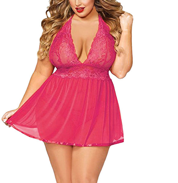 European and american  plus size sexy lace lingerie set, wholesale erotic underwear, see-through temptation sleepwear