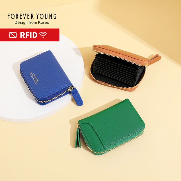 Guangzhou wholesale European and American card bag female cross pattern small card clip  card bag anti-theft brush RFID organ card bag
