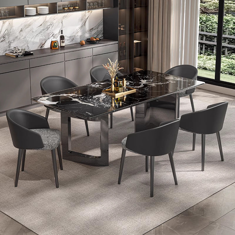 Foshan-made natural marble dining table, a touch of luxury for high-end villas and restaurants. rectangular, suitable for home use, and crafted from premium stone