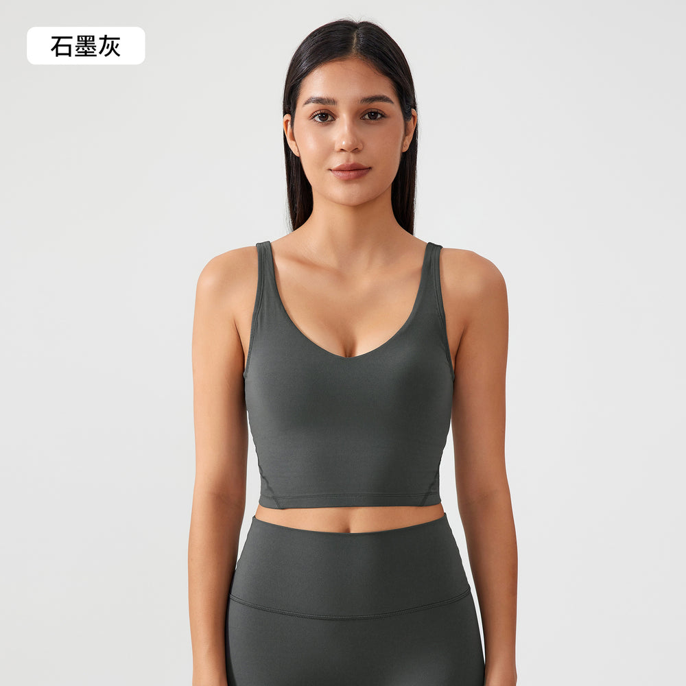 Fixed breast pad vest style sports bra naked shaping yoga intimatesu-shaped back fitness topsag001