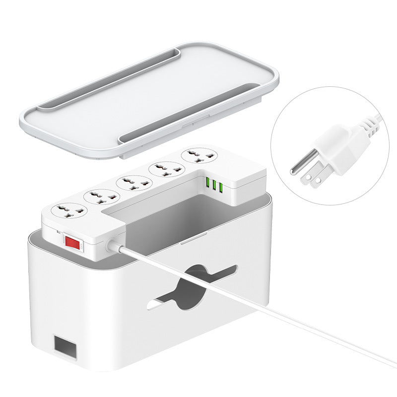 Lidenuo  multi-functional desktop socket storage box, British standard, US standard, Australian standard, with cable tractor board storage box