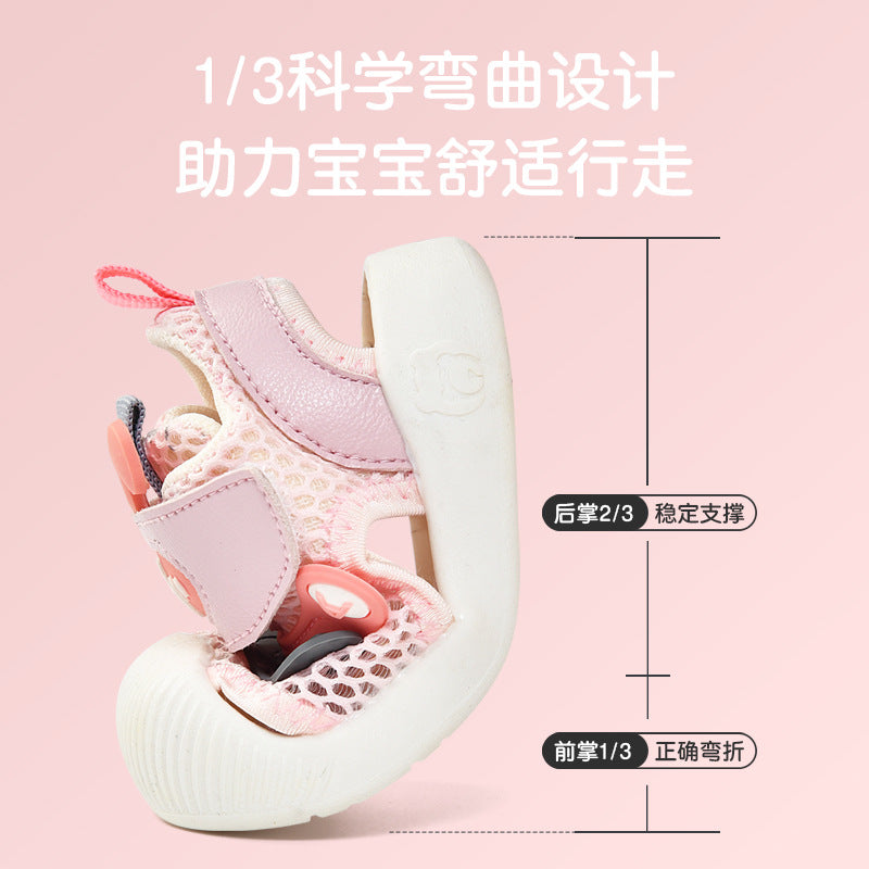 Baby sandals for girls, summer first walker shoes, 0-1-2 years old infant anti-slip soft sole mesh shoes for babies and toddlers, boys' shoes