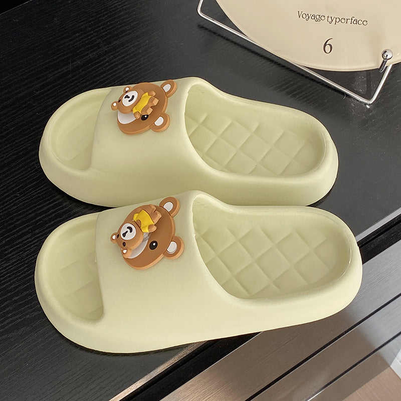 Rotate bear slippers women's eva thick solesummeroutwearcute indoor home bathroom non-slip deodorizing filter one-piece sandals