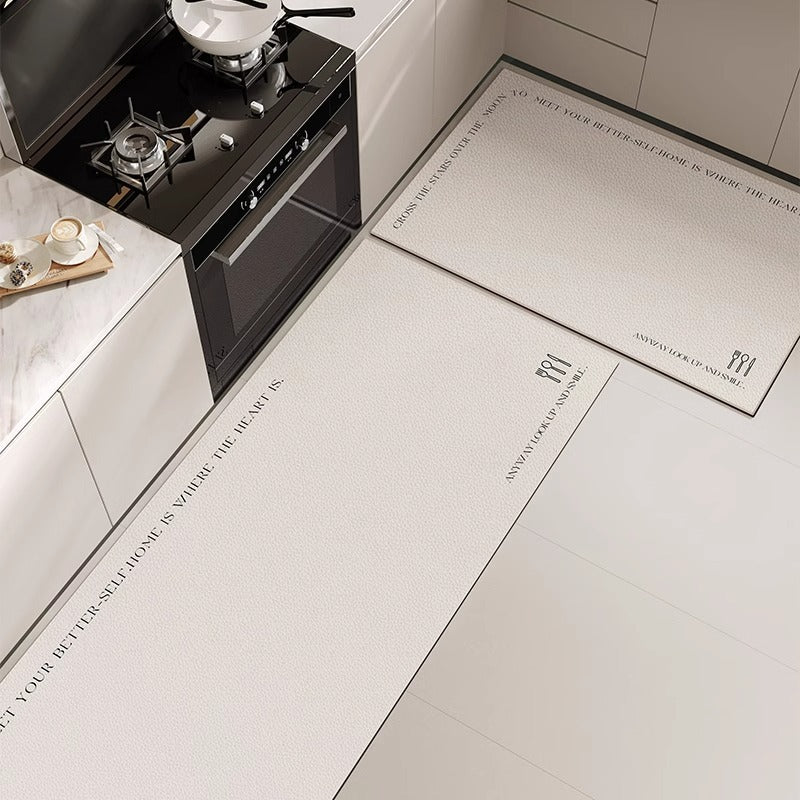 Leather kitchen floor mat, high-end, full coverage, oil-proof, non-slip, wipeable, no-wash carpet, pvc waterproof, dirt-resistant floor mat