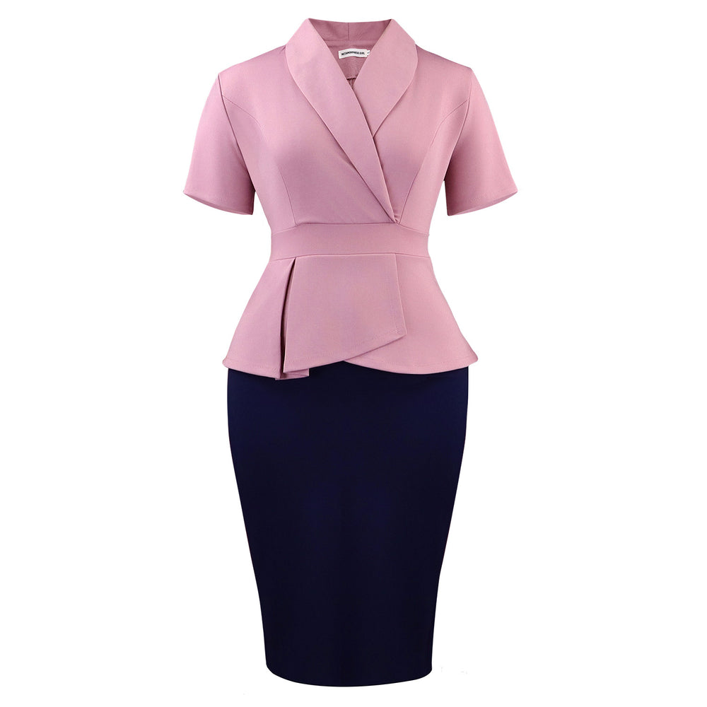 D3363 plus size women's clothing  new summer short sleeve ruffle trim elegant color block bodycon african dress