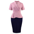 D3363 plus size women's clothing  new summer short sleeve ruffle trim elegant color block bodycon african dress