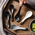 Japanese retro-style ceramic soup spoon - ideal for hotel kitchens, home use, and serving soups, porridge, or as a creative accent