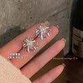 Sparkling zircon silver-white pearl firework stud earrings - women's luxury, high-end, unique design, fashionable commute accessories