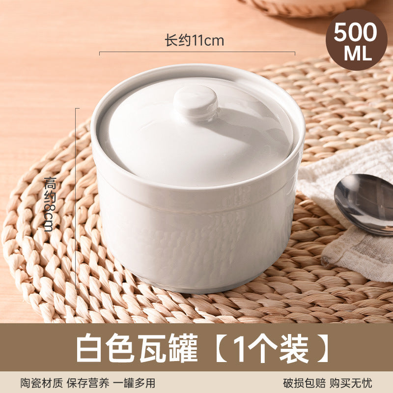 Earthenware soup stewing pot for homewater-proof stewing ceramic pot steamed egg with lid egg custard single serving small soup cup stewing pot soup