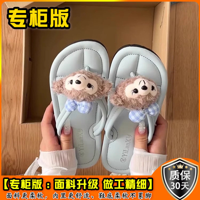 Little fairy cartoon cute shirley rose flip flops women's summer outwear 2025new arrivalsummerthick sole flip flops