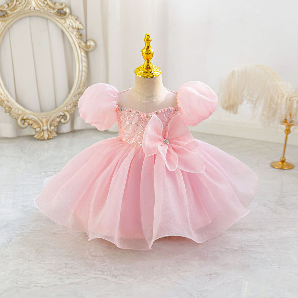 New arrival: children's formal dress - bowknot, puff sleeves, tiered princess dress for flower girls