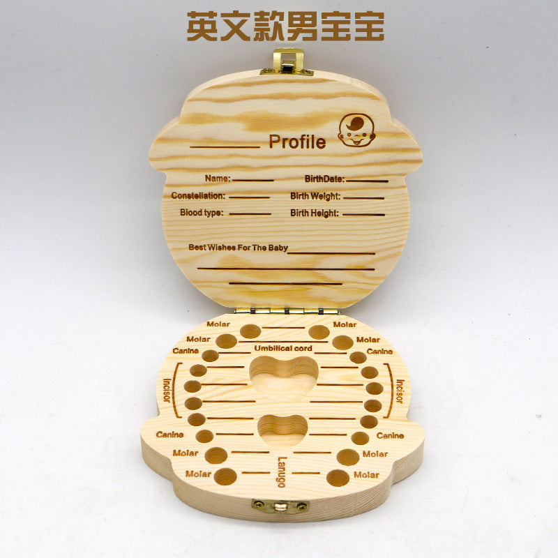 Children's deciduous teeth commemorative box Boys and girls deciduous teeth box Tooth storage box Wooden baby replacement tooth preservation box