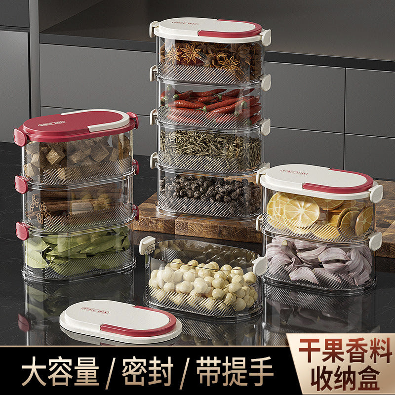 Kitchen spice sealed storage box food grade onion ginger garlic seasoning fresh-keeping box can be stacked with miscellaneous grain classification storage tank