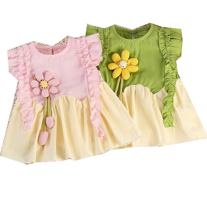 newborn & infant sleeveless summer dress - lace trim tank dress - floral princess dress - summer romper