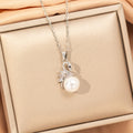 [titanium steel] japanese and korean popular pearl necklace for women, accessible luxury, fashionable and high-end copper inlaid zirconium swan sweater chain jewelry