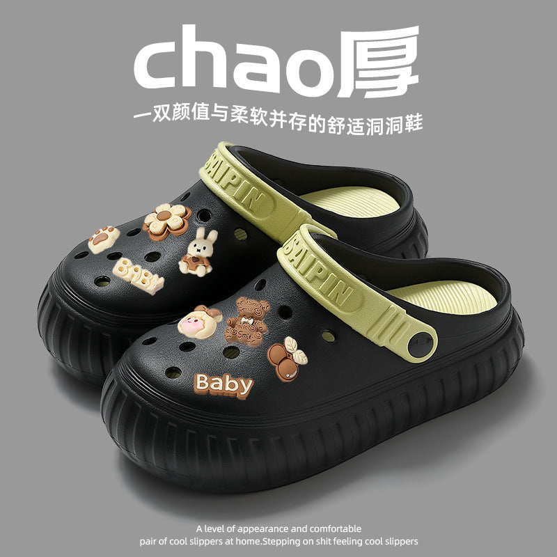 Crocs women's summer outwear 2024best selling thick sole heightening beach non-slip toe cap sandals women's new arrival