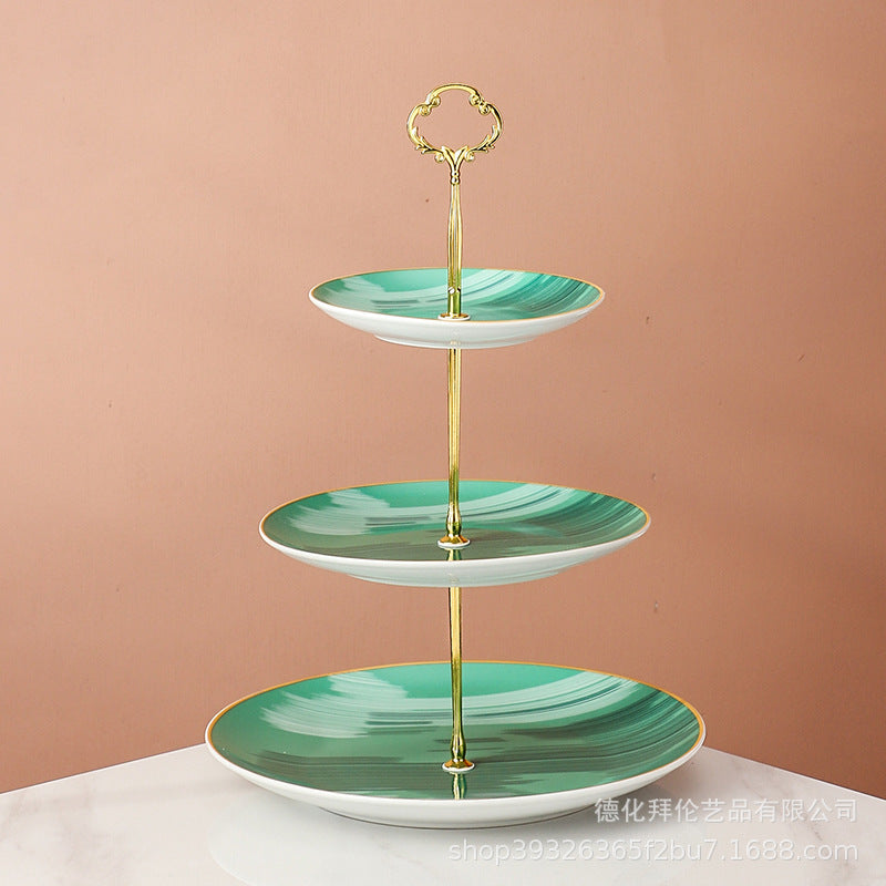 European-style popular casual ceramic dessert plate, dessert plate, household afternoon tea special cake plate, fruit plate skewer plate