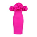 Am220625 three-dimensional rose puff sleeve one-shoulder bag hip banquet evening dress dress for women