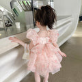 Girls' summer dress  new style chic kids' bubble sleeve princess dress baby girl birthday party dress