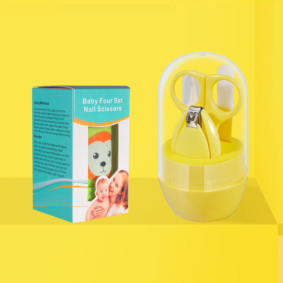 English Boxed Baby Nail Scissors Set Baby Manicure Clipper 4-piece Set Anti-Clip Nail Clipper Manicure Tool