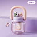 Cartoon kids water cup double drink carrying kettle large capacity high appearance portable big belly straw cup high temperature resistant plastic cup