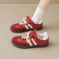 Versatile retro red german army trainers (gats) - women's 2026 autumn new collection - flat sole athletic casual sneakers - agnes shoes