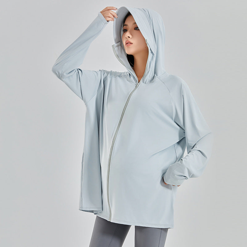 Sunscreen clothing is loose, casual, cool, breathable and light in summer, Pupu's new hooded turtleneck sunscreen, maternity sunscreen clothing
