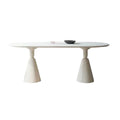 Luxury modern minimalist small apartment home oval dining table french cream style sintered stone dining table and chair set