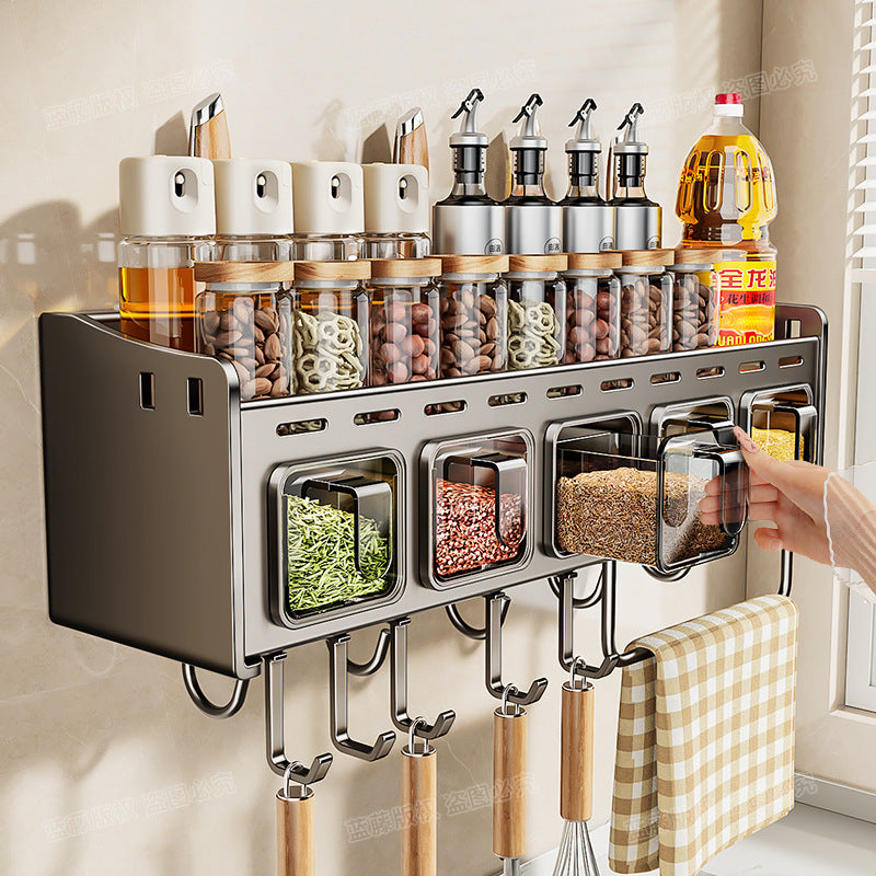 [Sample customization] No punching kitchen rack seasoning rack household wall wall mounted knife spatula storage rack