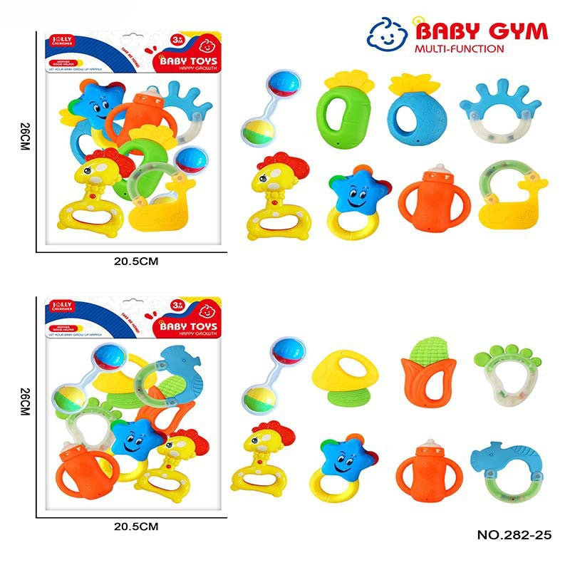 Cross-border export babies 0-12 months can be boiled baby bite glue toothpaste set newborn hand claw rattle bed bell