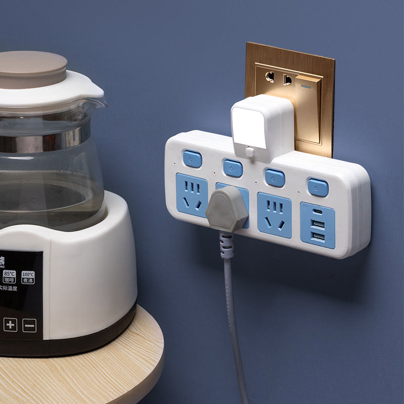 Two-pin socket, two-hole power strip, american standard plug converter, two-pin power strip, plug-in board with cable, 2-pin head panel, multi-hole