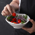 Rock texture minimalist ceramic western dinnerware black and white bowls plates dishes restaurant hotel high-end plating fruit salad bowl