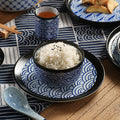 Japanese classic blue pattern tableware hotel style western food plate deep plate for home high-looking rice bowl byron tableware