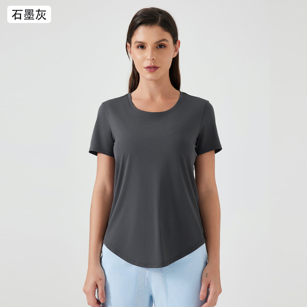 New lightweight, breathable, quick-dry, loose-fit activewear top - versatile, slimming, and figure-flattering short-sleeve yoga shirt d25017