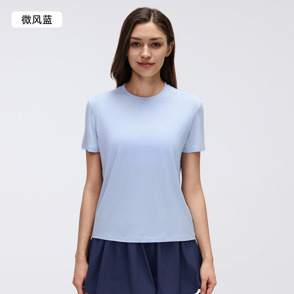 Pilates yoga short sleeve women's summer casual crew neck sports t-shirt top quick-dry running fitness apparel d26072