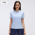 Pilates yoga short sleeve women's summer casual crew neck sports t-shirt top quick-dry running fitness apparel d26072