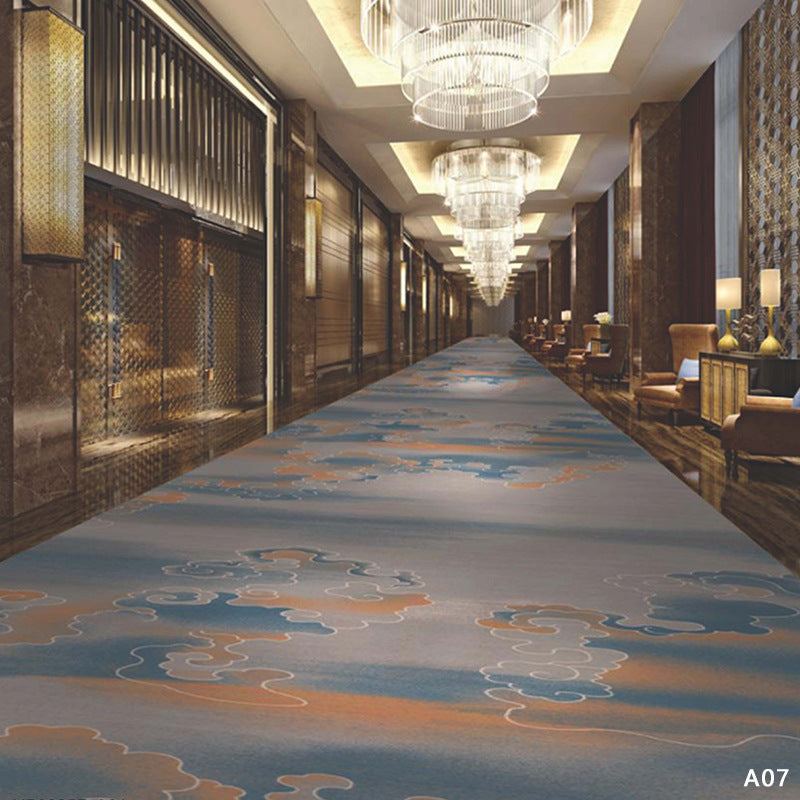 Custom hotel carpet for hallways and aisles, hotel guest room bedside rug, thickened nylon b1 flame retardant full coverage floor mat