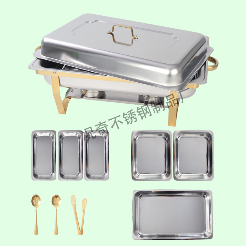 hot-selling stainless steel compartmented buffet stove commercial alcohol heated insulated food container restaurant hotel