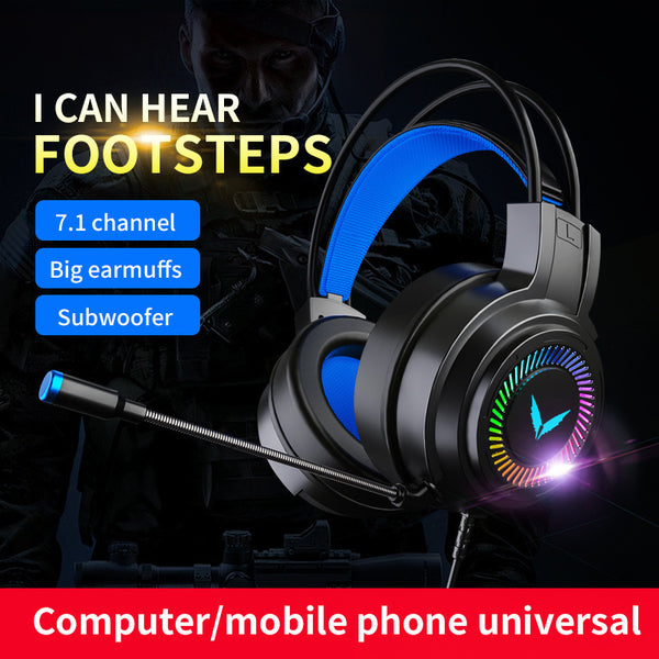 Cross-border spot, game headset, e-sports wired 7.1 channel chicken headset, computer notebook headset