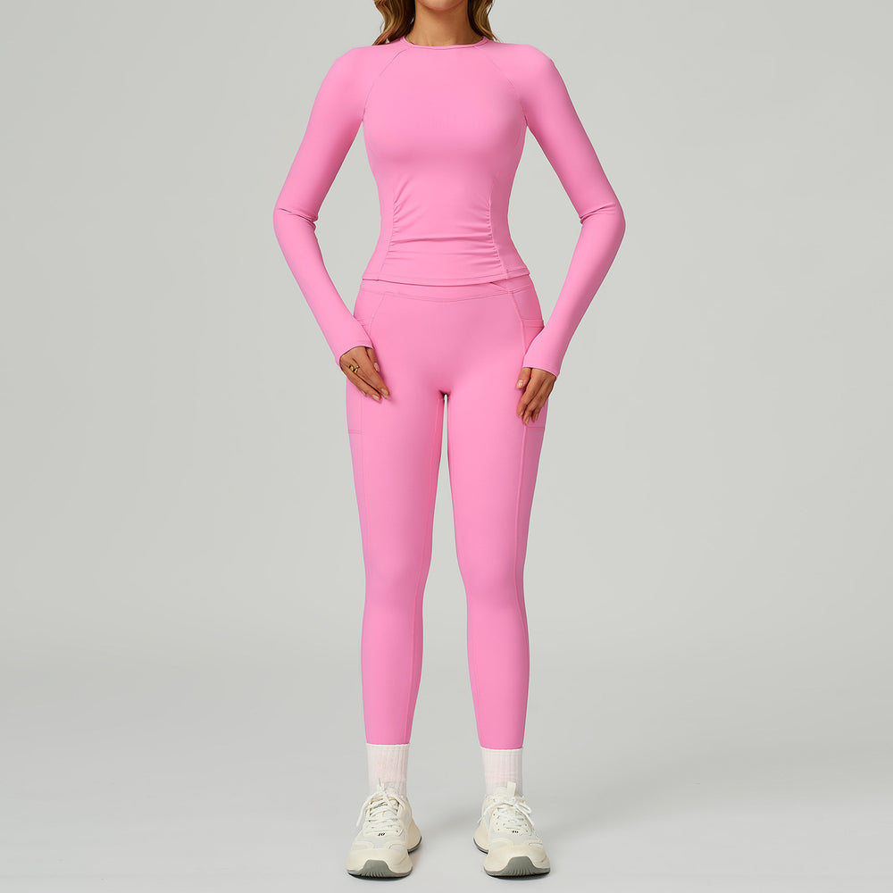 nude yoga suit cut out beautiful back yoga suit women's high waist belly wrap tight running fitness suit 2030