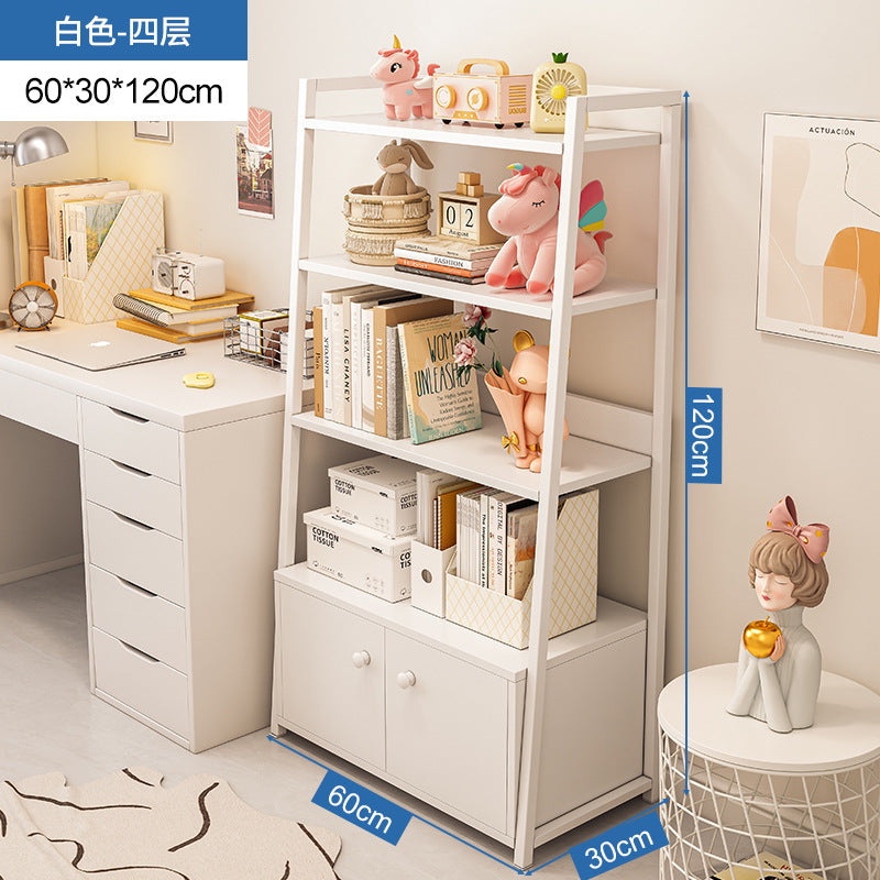 Bookshelf Floor-to-ceiling shelf Multi-layer against the wall Bedroom Home locker Wrought iron storage display Living room trapezoidal shelf