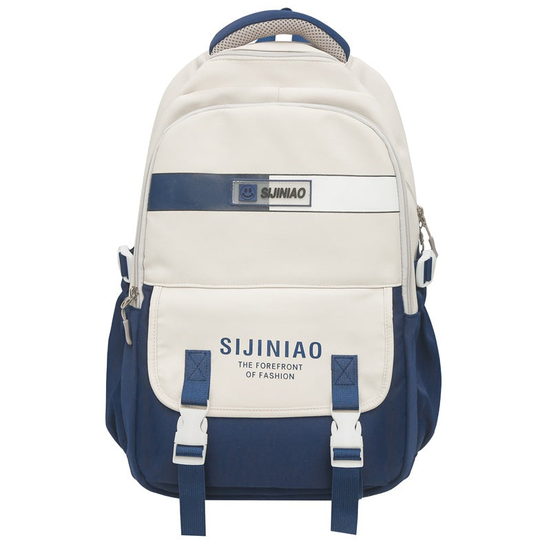 New contrasting color female junior high school student schoolbag fashion travel simple student backpack large capacity casual student backpack
