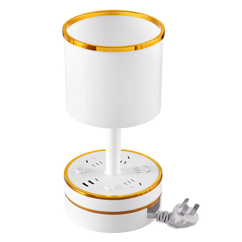 Integrated bedside lamp with cord management, socket, and led - multifunctional desktop plug-in usb light for dorms, bedrooms, and college students
