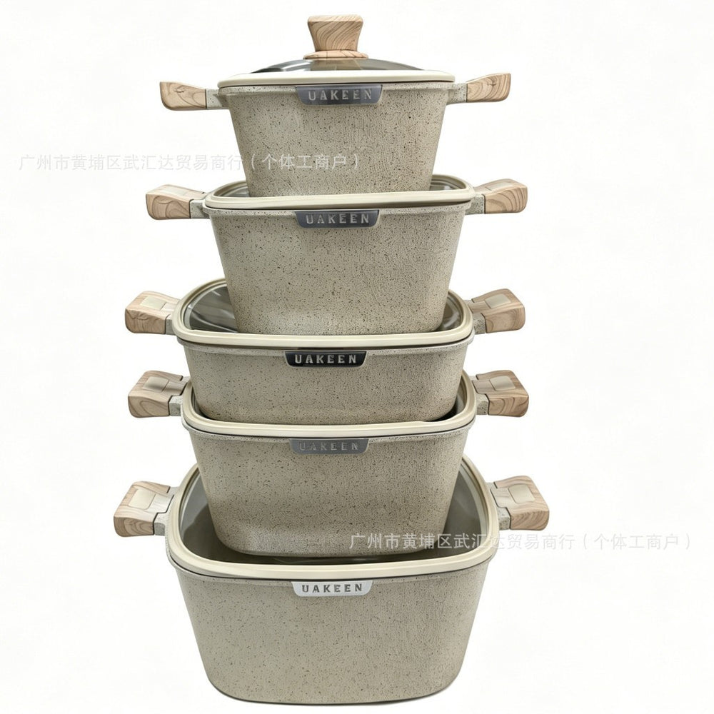 Granite 5pcs cookware suit non-stick pan complete set for home flats pot frying soup pot cross-border festival gifts