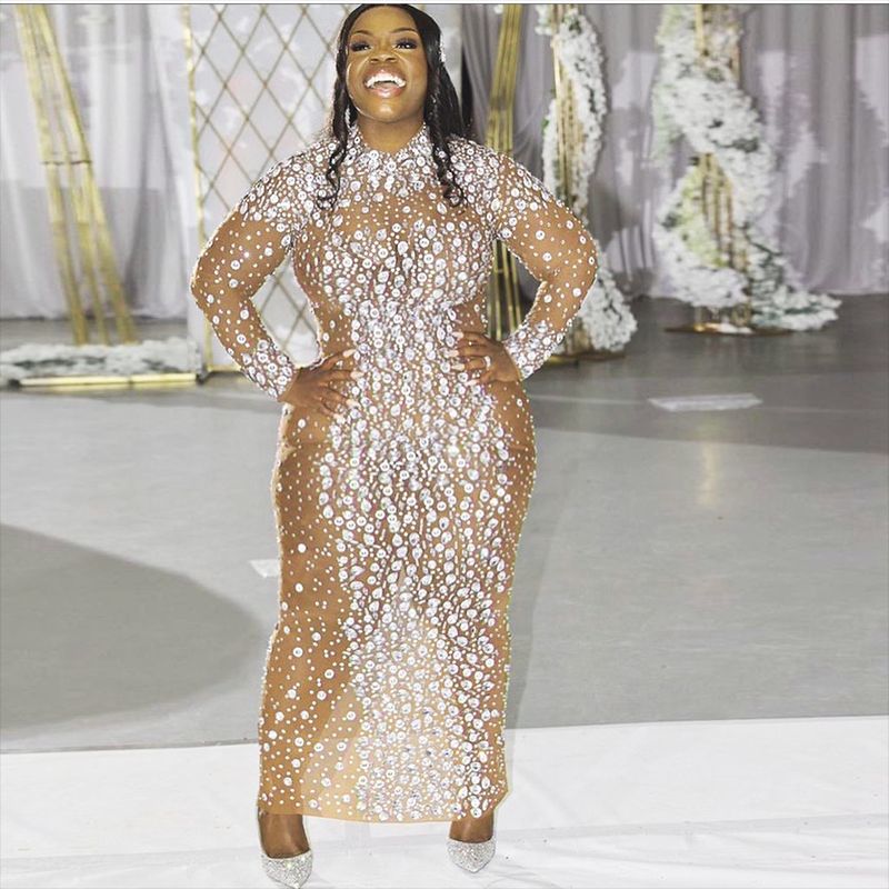 new premium european and american sexy slim-fit sparkling rhinestone dress - birthday party gown, performance costume