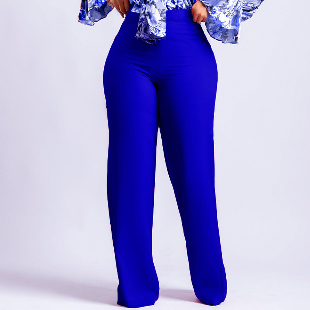 D359 european and american clothing   new fashion elegant elastic waist casual plus size wide leg pants african style trousers