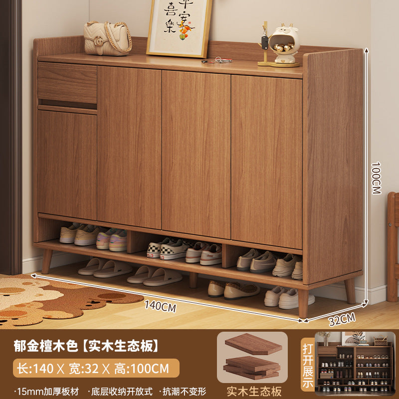 Solid wood core shoe cabinet household entrance 2025 new Chinese-style wall storage cabinet large-capacity indoor shoe rack