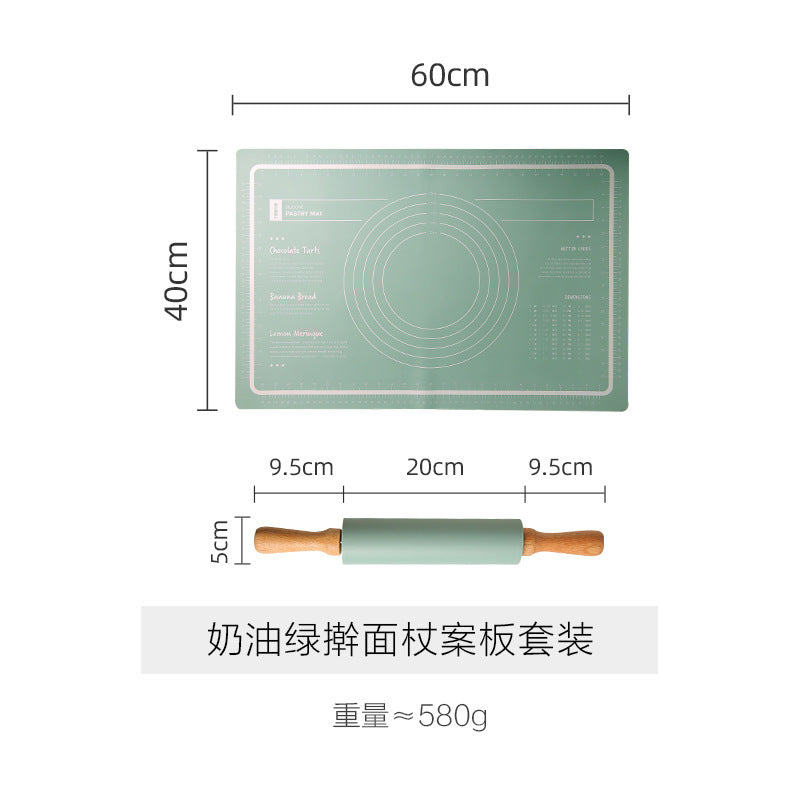 Cross-border silicone pad kneading pad household thickened and panel chopping board plastic food grade baking rolling pin and noodles